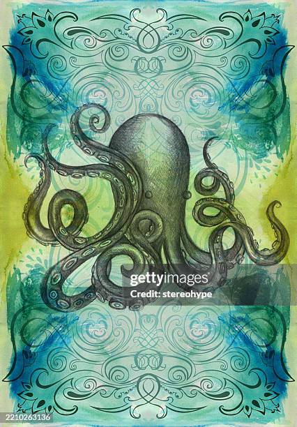 green octopus - veined octopus stock illustrations