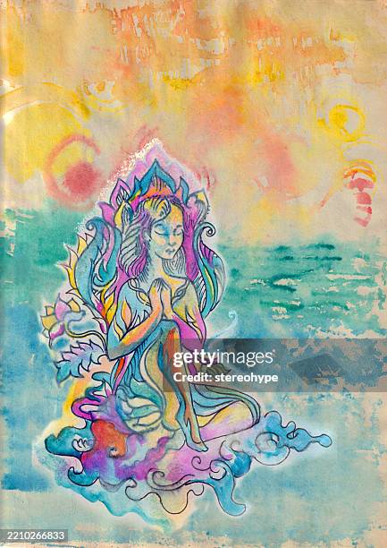 princess of the elements - thunderstorm beach stock illustrations