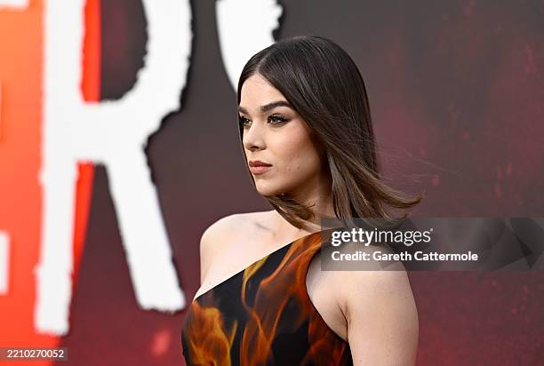 Hailee Steinfeld attends the "Sinners" European Premiere at the Cineworld Leicester Square on April 14, 2025 in London, England.