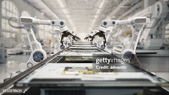 Advanced Robotics Operates In A Hightech Assembly Line For