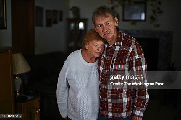 Retired coal miner Emory "Curly" Carter with his wife Ida Mae Carter at their home on April 15, 2025 in Madison, W.V. Carter was diagnosed with black...