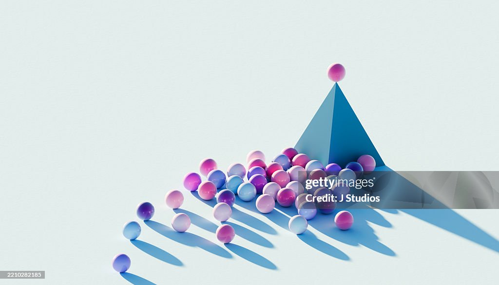 Pyramid Gradient Leadership And Hierarchy Concept Vibrant Pyramid Of Gradient Spheres ...