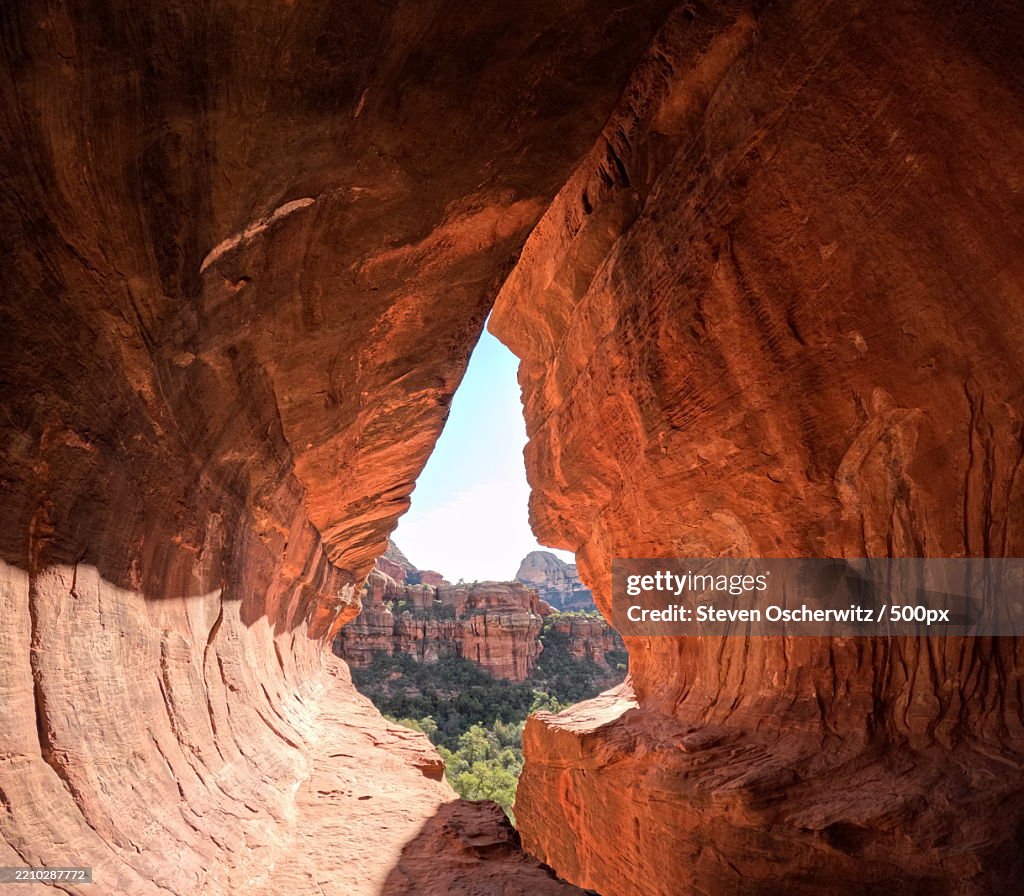 Sun shining into Subway Cave in Sedona,Arizona