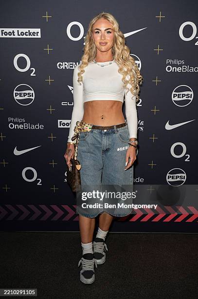 Alisha Lehmann attends the "Baller League x Match Day 4" at Copperbox Arena on April 14, 2025 in London, England.