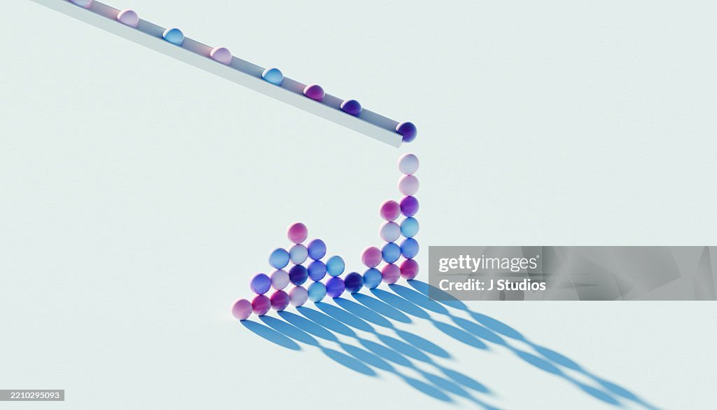 Dynamic Progress Visualization - Gradient Spheres Forming Growth Chart with Interactive Slider