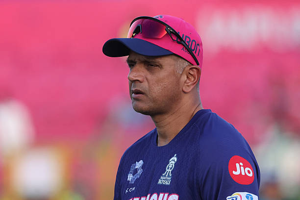 Rahul Dravid head coach of Rajasthan Royals looks on prior to the 2025 IPL match between Rajasthan Royals and Lucknow Super Giants at Sawai Mansingh...