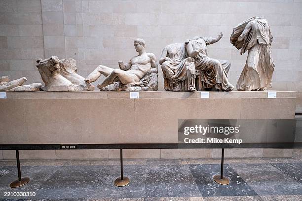 Parthenon sculptures of Ancient Greece, fragments which are collectively known as the Parthenon Marbles aka Elgin Marbles at the British Museum on...