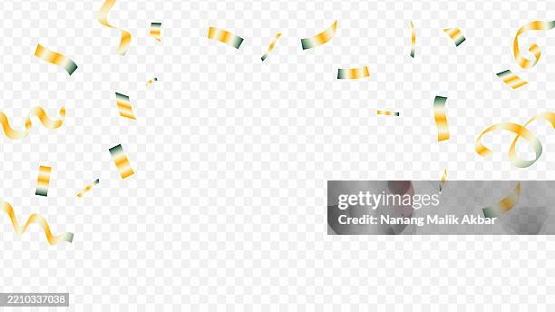 gold confetti falling with transparent background - confetti falling transparent background stock illustrations
