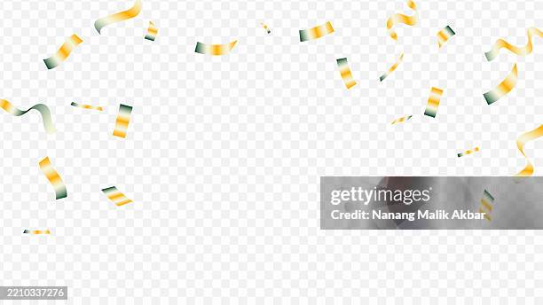 gold confetti falling with transparent background - confetti falling transparent background stock illustrations