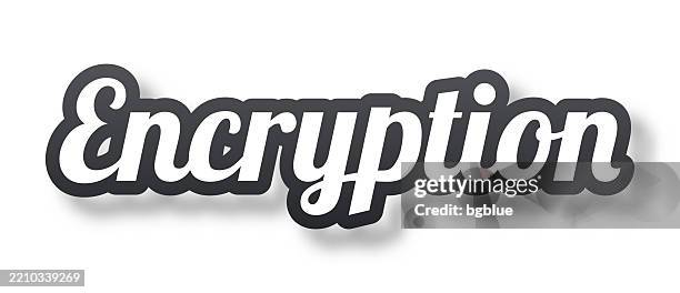 encryption - 3d text with shadow on white background - computer lock white background stock illustrations