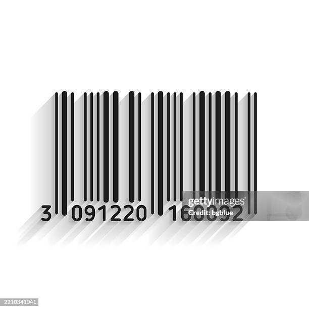 barcode. line icon with long shadow on white background - consumer reading label stock illustrations