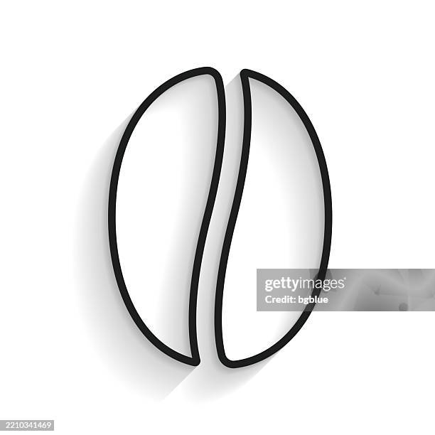 coffee bean. line icon with long shadow on white background - cooked white beans stock illustrations