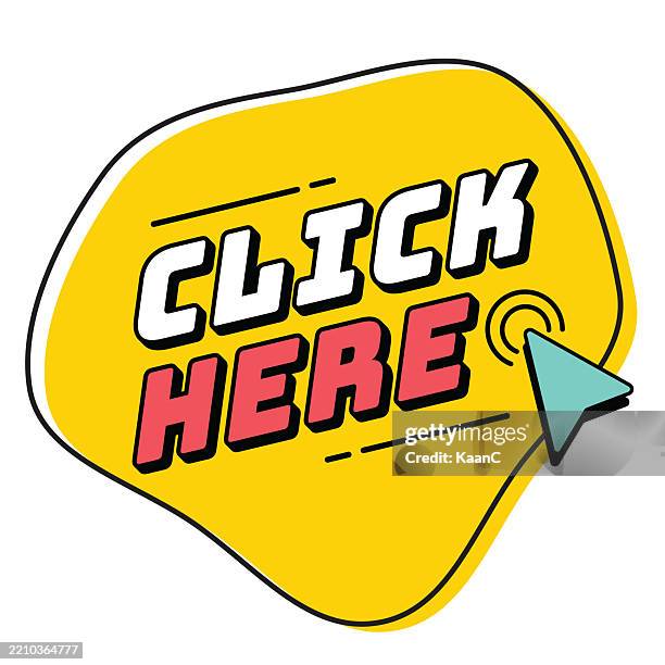 lettering composition of click here stock illustration - finger snap icon vector stock illustrations