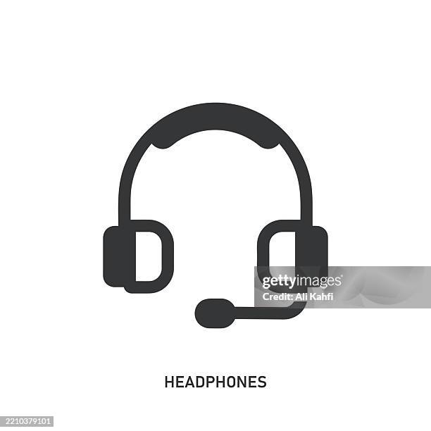 headphones glyph solid icon. solid icon that can be applied anywhere, simple, pixel perfect and modern style. - it worker white background stock illustrations