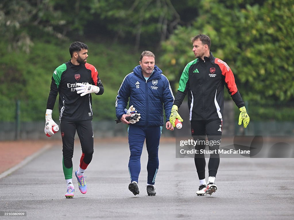 Arsenal FC Training Session And Press Conference - UEFA Champions League 2024/25 Quarter Final Second Leg
