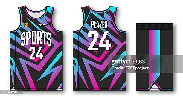 illustrazioni stock, clip art, cartoni animati e icone di tendenza di modello di progettazione della maglia da baketball. design vettoriale della maglia da basket. divisa per club di basket. - uniforme di basket