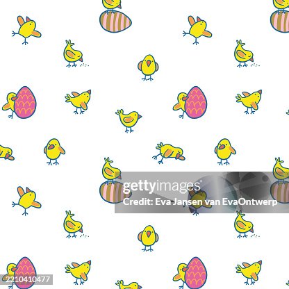 Pattern Easter chicks white Pattern Easter chicks white