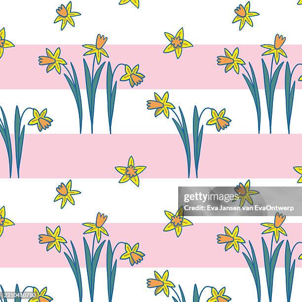 pattern stripe daffodil pink - bullet shells on ground stock illustrations