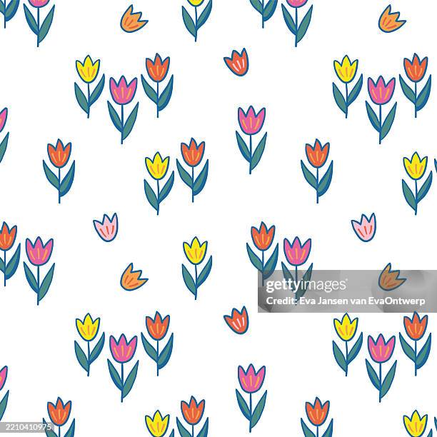 pattern easter tulips white - bullet shells on ground stock illustrations