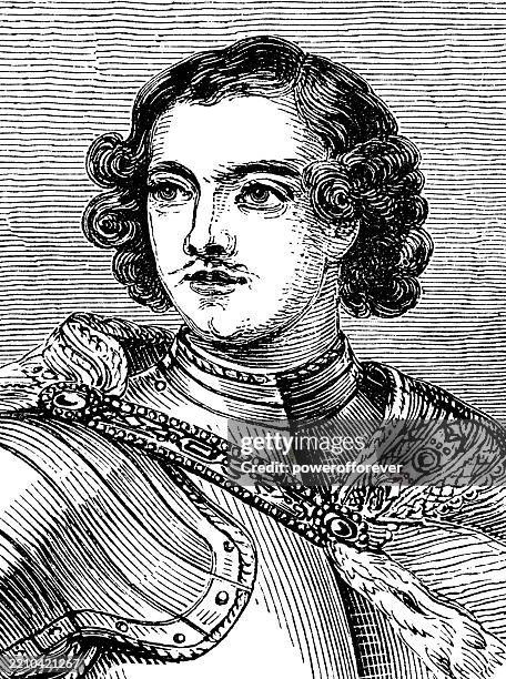 peter the great - 18th century - tsar stock illustrations