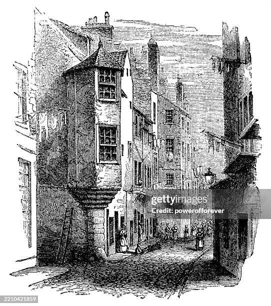 james beaton archbishop of st andrews house in edinburgh, scotland - 19th century - singapore skyline people stock illustrations