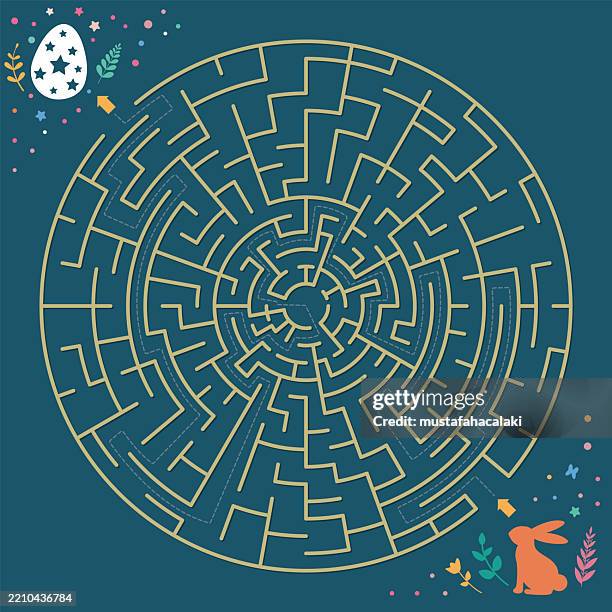 easter egg hunt labyrinth - circular maze stock illustrations