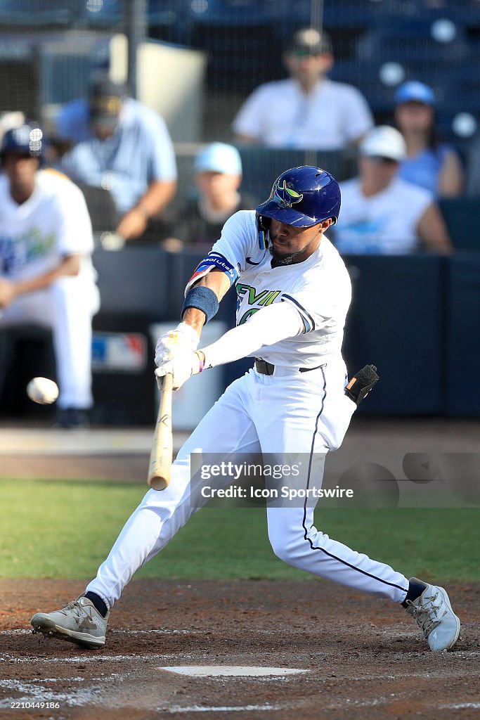 Simpson Rays Baseball Player Tampa Bay Rays Outfielder Chandler Simpson at bat during the regular ...