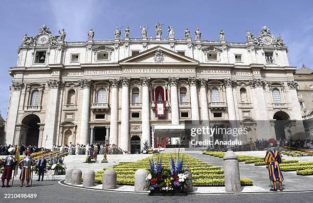 View of St. Peter's Square during the Easter Mass celebrated by Cardinal Angelo Comastri to commemorate the resurrection of Jesus, at the Vatican, on...