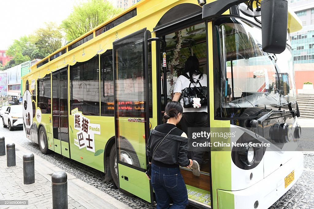 Panda Bus A panda-themed bus starts operation on April 15, 2025 in Chongqing ...