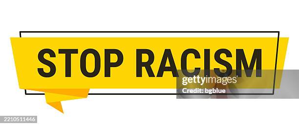 stop racism - yellow speech bubble on white background - black lives matter logo stock illustrations