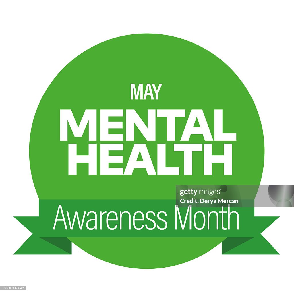 Mental Health Awareness Month card, poster, May. Vector stock illustration