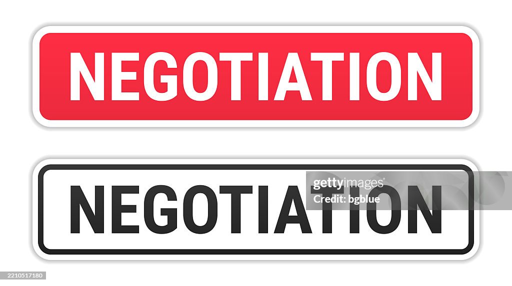 Negotiation Red And Black Labels On White Background High-Res Vector ...