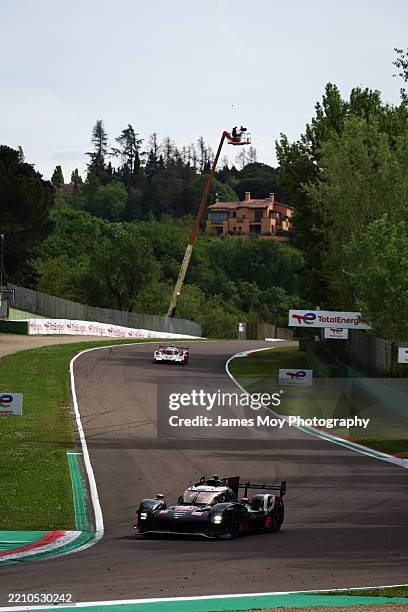 The Toyota Gazoo Racing Toyota GR010 Hybrid of Mike Conway, Kamui Kobayashi, and Nyck de Vries in action during the WEC 6 Hours of Imola at Autodromo...