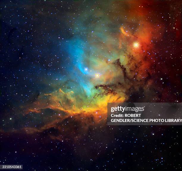 tulip nebula, optical image - sternennebel stock-fotos und bilder