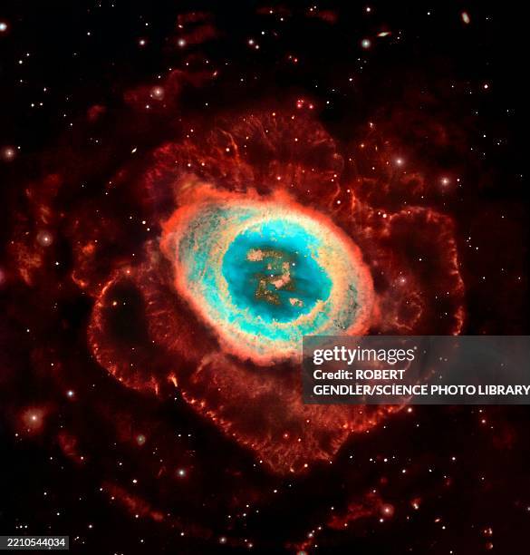 ring nebula m57, hubble image - hubble weltraumteleskop stock-fotos und bilder