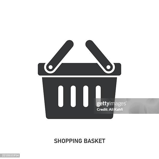 shopping basket glyph solid icon. solid icon that can be applied anywhere, simple, pixel perfect and modern style. - sell stock stock illustrations