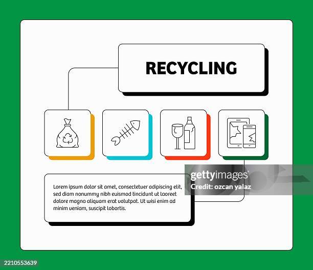 vector illustration recycling concept set. design for web page, print, etc. vector illustration. - skip bin stock illustrations