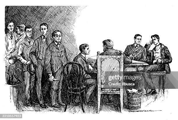 antique image from university yearbook (1893) - school photo stock illustrations