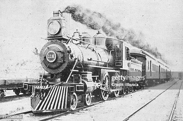 illustrazioni stock, clip art, cartoni animati e icone di tendenza di locomotiva - stile del xix secolo