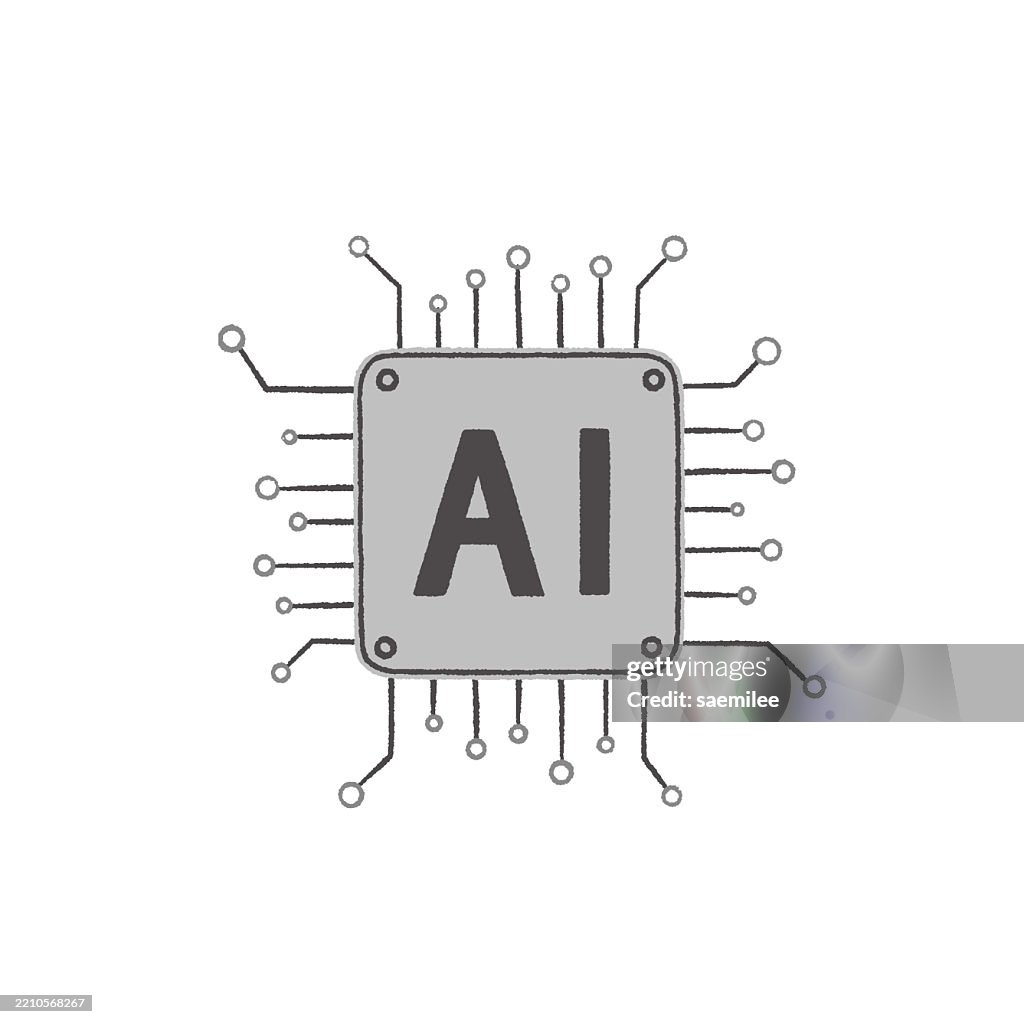 Software Chip Drawing Drawing Of Ai Processer Chip High-Res Vector Graphic - Getty Images
