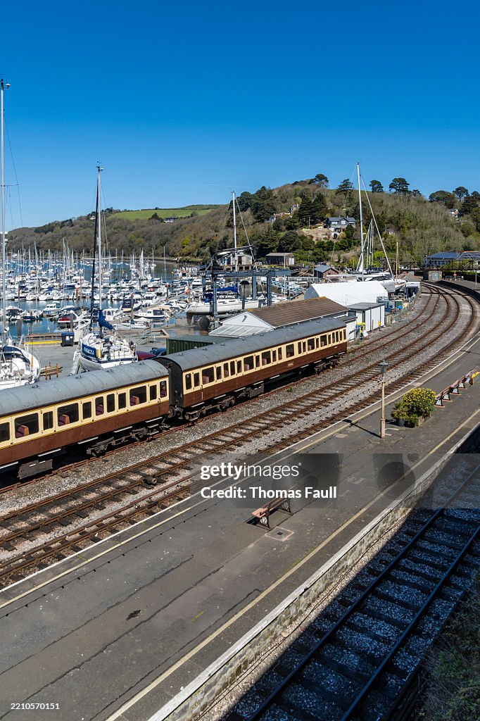Historic train carriages in Kingswear, from Paignton