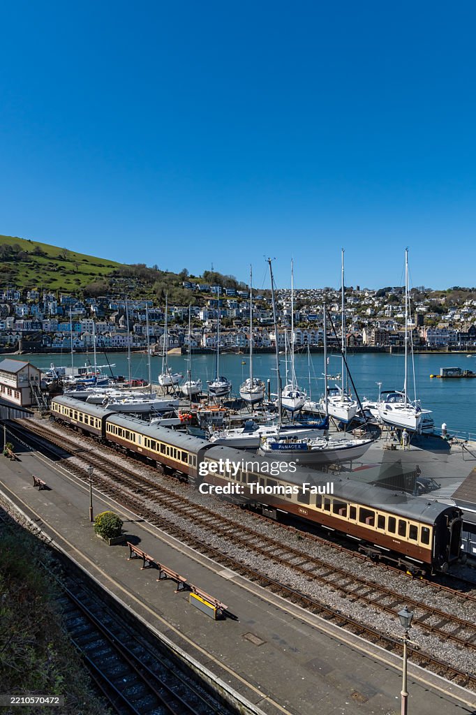 Historic train carriages in Kingswear, from Paignton