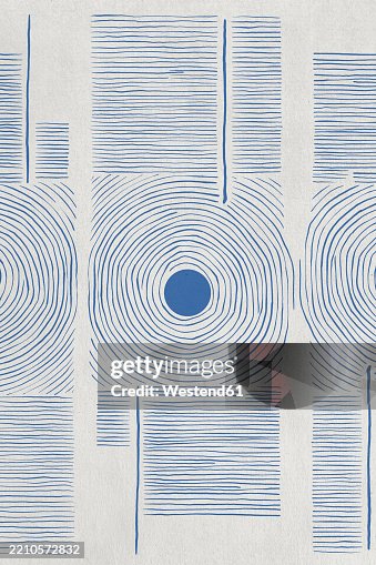 Abstract blue and white pattern with concentric circles and lines Abstract blue and white pattern with concentric circles and lines