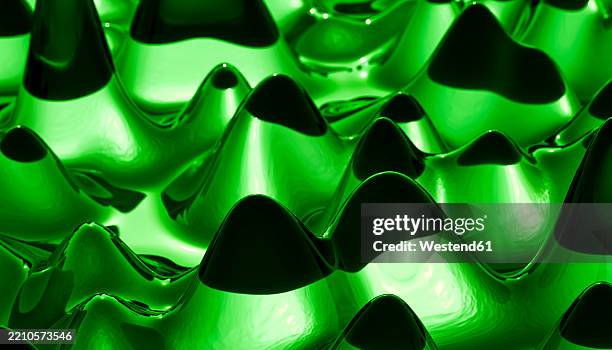 abstract 3d render of green waves with a glossy texture - digitalization background stock illustrations