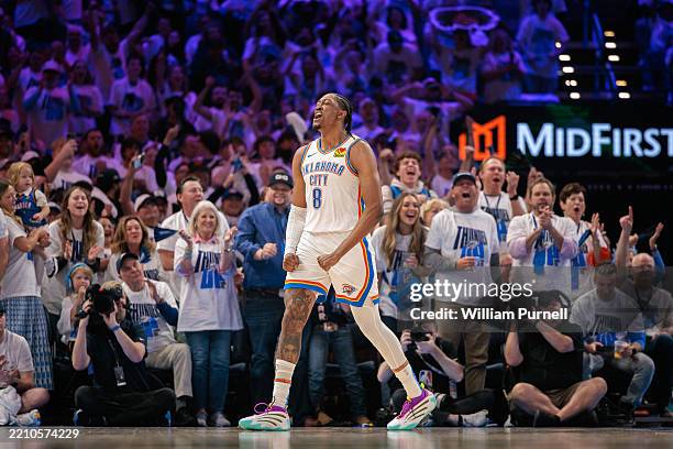 Jalen Williams of the Oklahoma City Thunder reacts after a play in the second quarter against the Memphis Grizzlies during Game One of the Western...