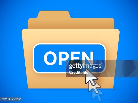 Open File Button Picture Open Folder Cursor Clicking Button High-Res Vector Graphic - Getty Images