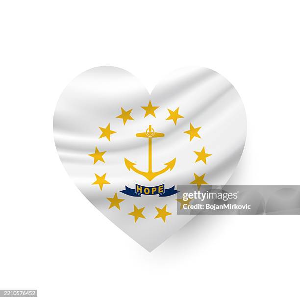 rhode island heart flag. vector - rhode island state flag stock illustrations
