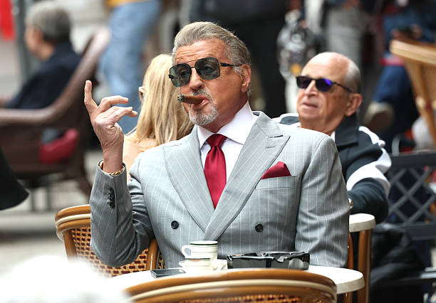 Sylvester Stallone is seen on the set of "Tulsa King" on April 16, 2025 in New York City.