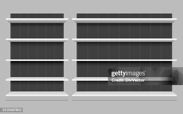 empty store shelves vector set - empty store shelf stock illustrations