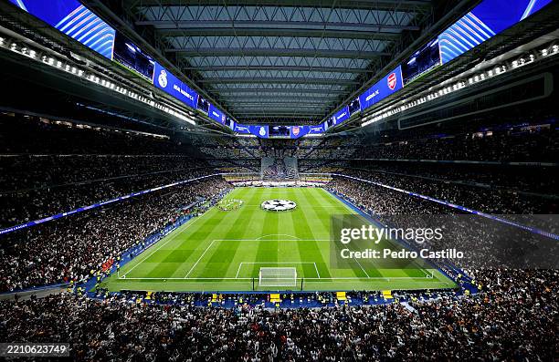 General view inside Stadium Santiago Bernabeu during the UEFA Champions League 2024/25 Quarter Final Second Leg match between Real Madrid C.F. And...